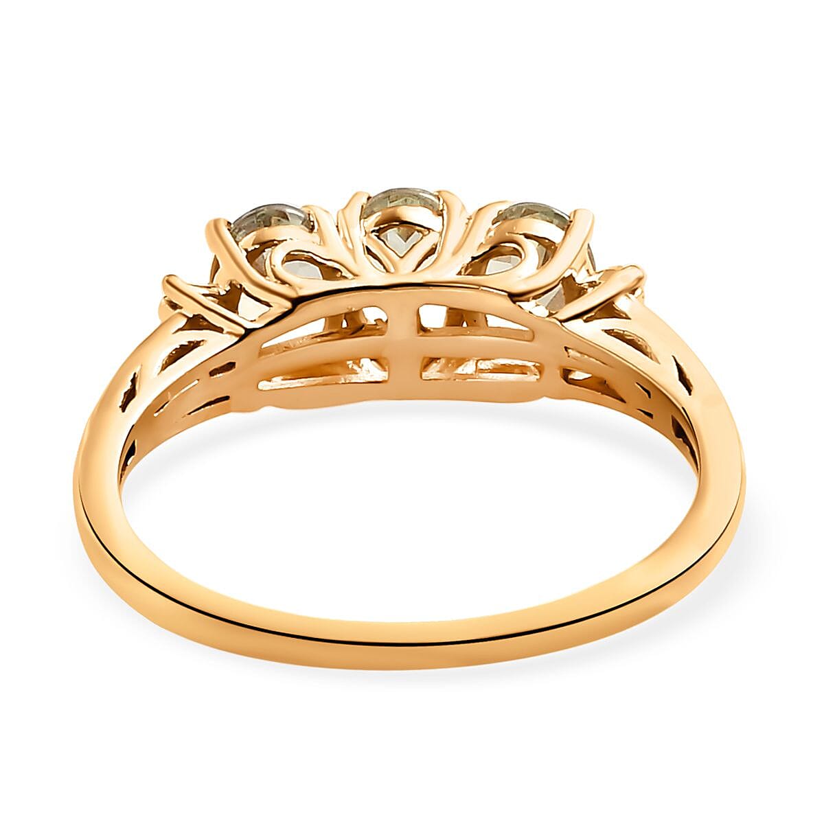 Turkizite and Diamond Ring in Yellow Gold Vermeil Plated Sterling Silver 1.46 Ct.