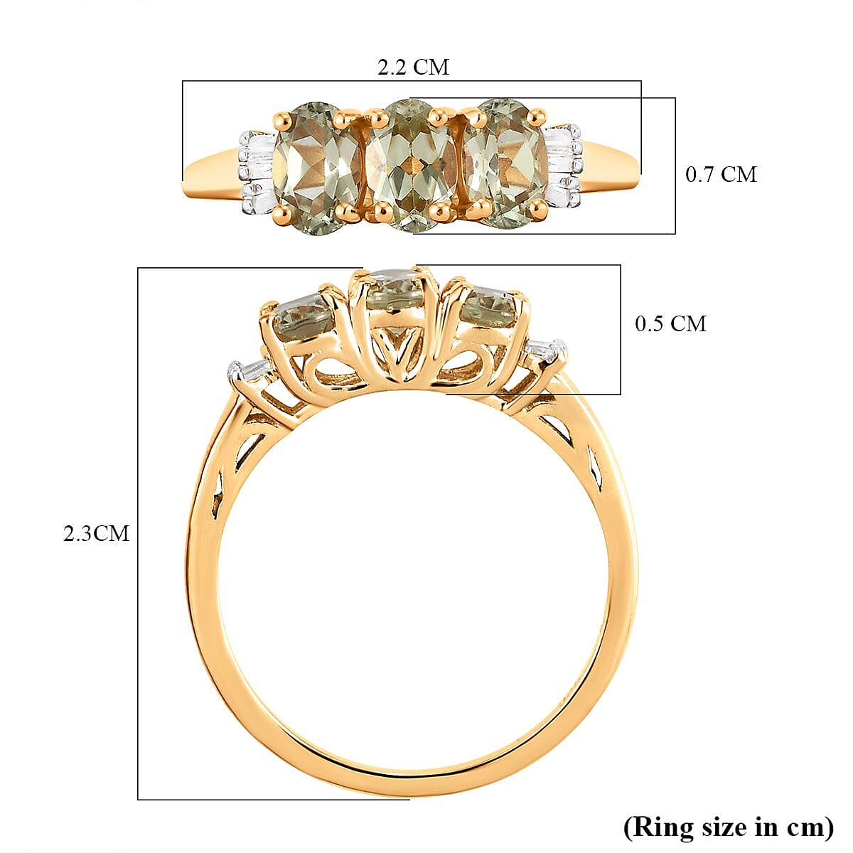 Turkizite and Diamond Ring in Yellow Gold Vermeil Plated Sterling Silver 1.46 Ct.