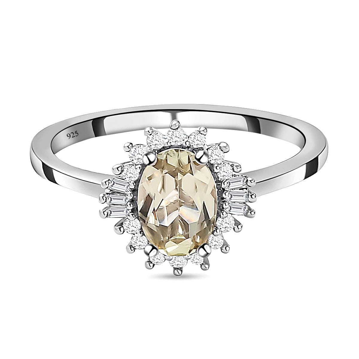 Turkizite and Diamond Halo Ring in Platinum Overlay Sterling Silver 1.00 Ct