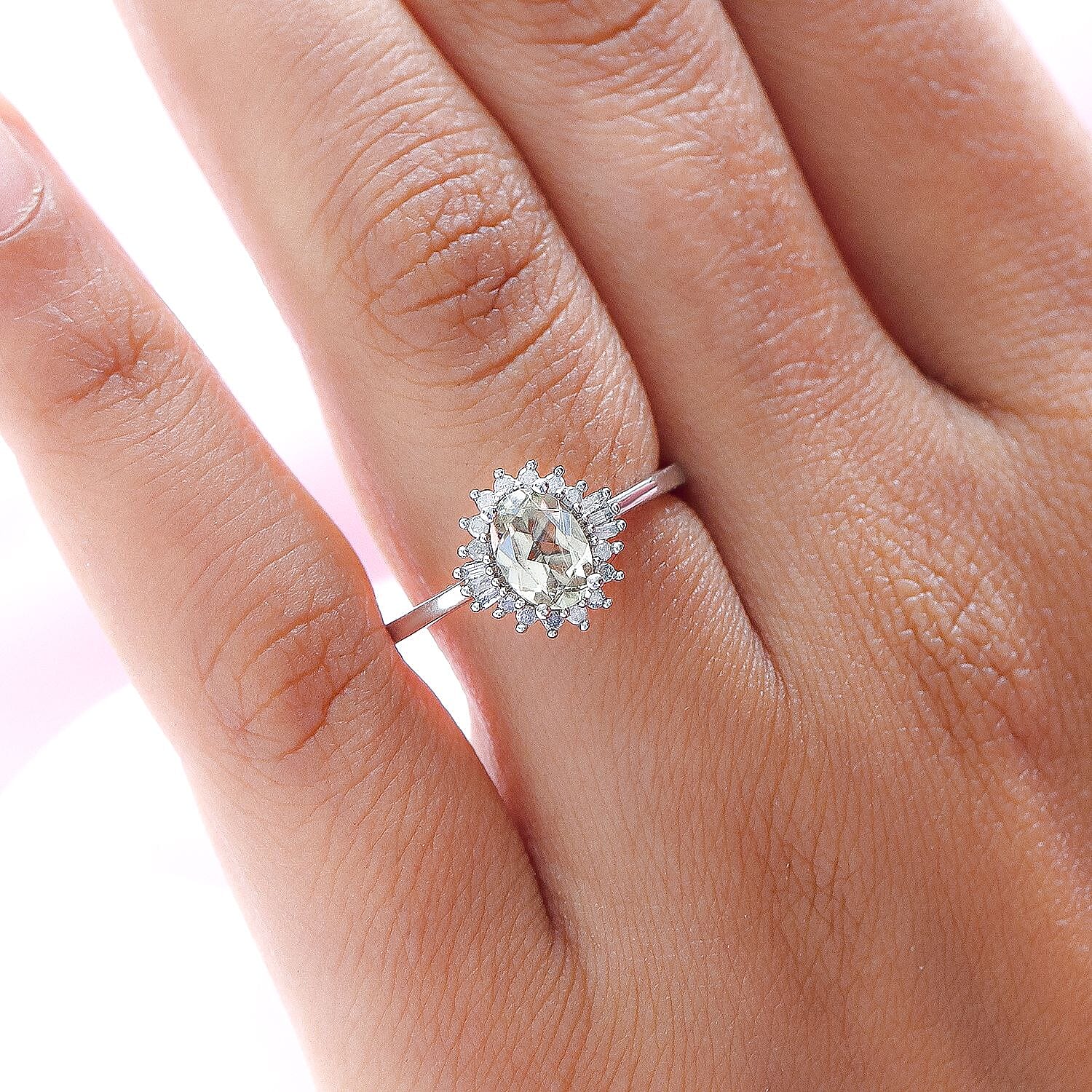 Turkizite and Diamond Halo Ring in Platinum Overlay Sterling Silver 1.00 Ct
