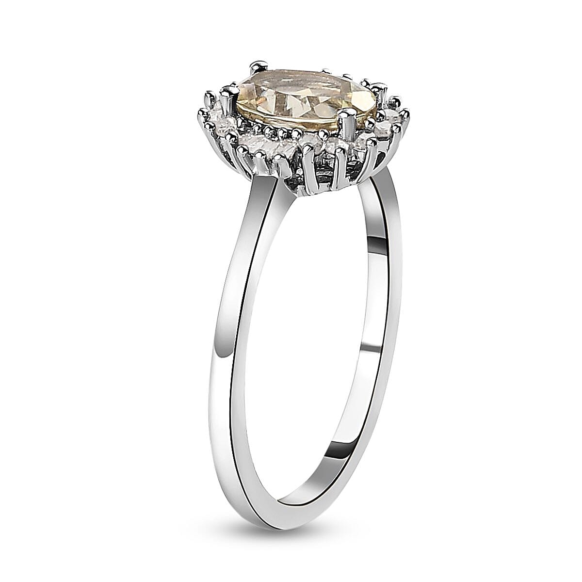 Turkizite and Diamond Halo Ring in Platinum Overlay Sterling Silver 1.00 Ct