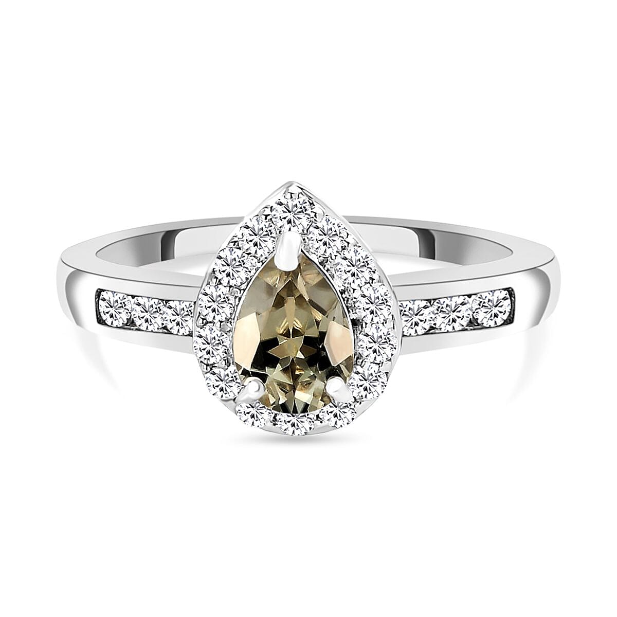Turkizite and Natural Zircon Ring in Platinum Overlay Sterling Silver 1.32 Ct.