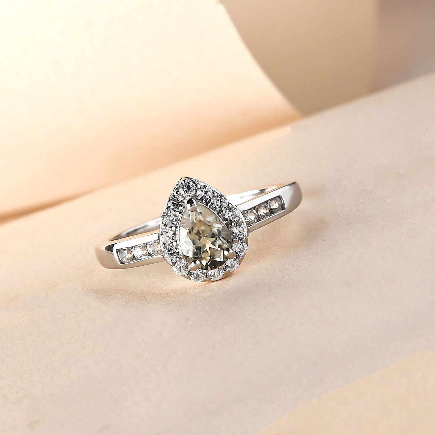 Turkizite and Natural Zircon Ring in Platinum Overlay Sterling Silver 1.32 Ct.