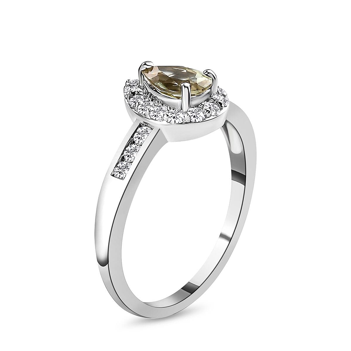 Turkizite and Natural Zircon Ring in Platinum Overlay Sterling Silver 1.32 Ct.