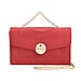 PU Litchi Grain Pattern Clutch Bag with Metal Chain and Shoulder Strap - Red