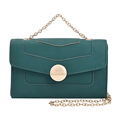 PU Litchi Grain Pattern Clutch Bag with Metal Chain and Shoulder Strap - Red