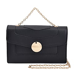 PU Litchi Grain Pattern Clutch Bag with Metal Chain and Shoulder Strap - Red