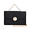 PU Matte Clutch Bag with Metal Chain and Shoulder Strap - Black