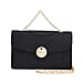 PU Matte Clutch Bag with Metal Chain and Shoulder Strap - Black