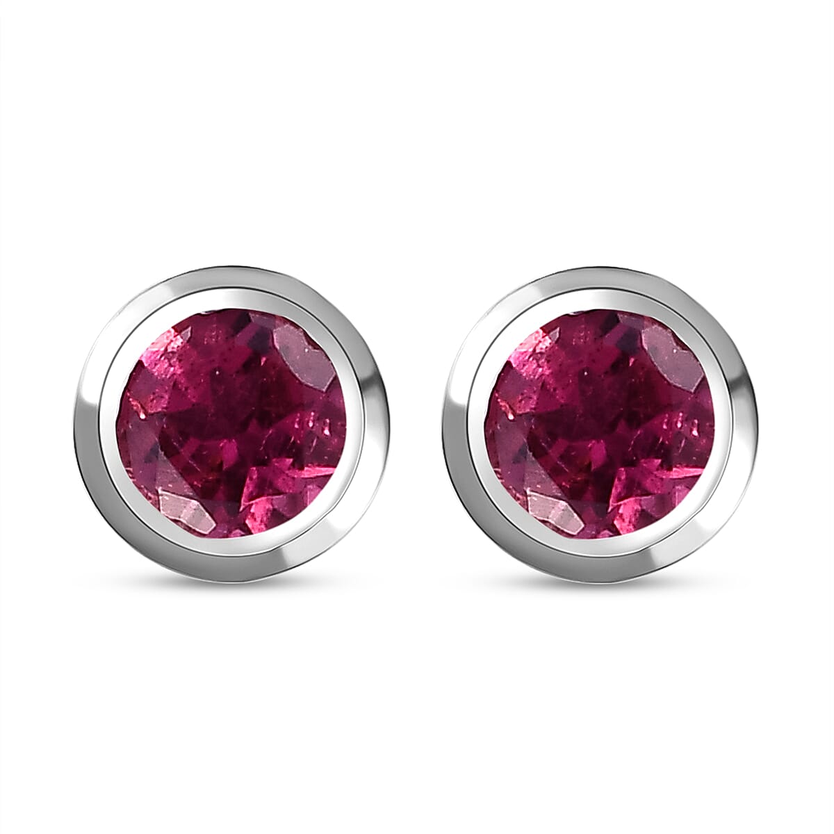 RACHEL GALLEY Pink Tourmaline Stud Earrings (With Push Back) in Rhodium Overlay Sterling Silver