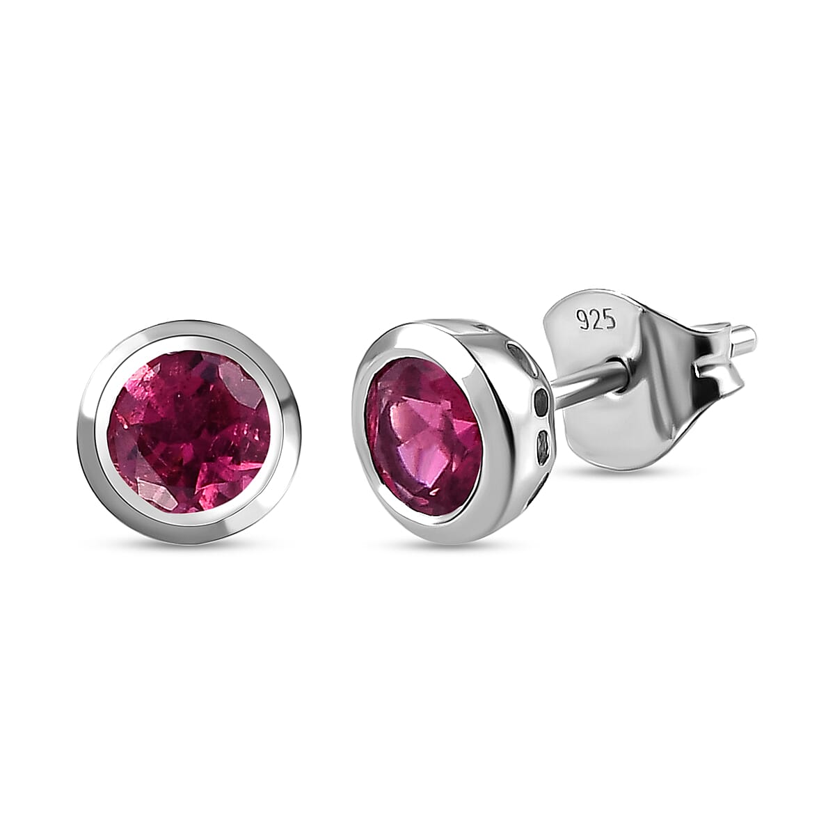 RACHEL GALLEY Pink Tourmaline Stud Earrings (With Push Back) in Rhodium Overlay Sterling Silver