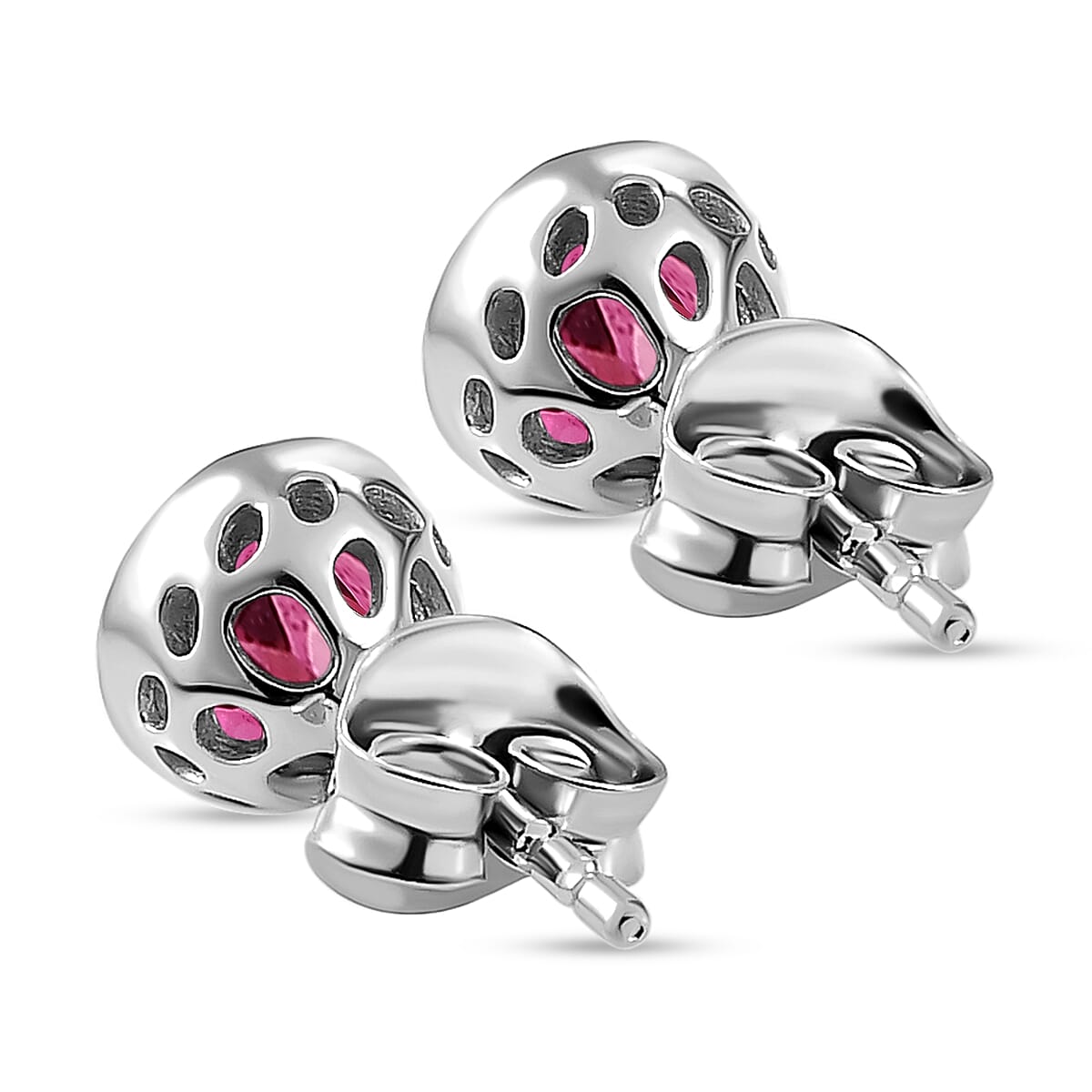 RACHEL GALLEY Pink Tourmaline Stud Earrings (With Push Back) in Rhodium Overlay Sterling Silver