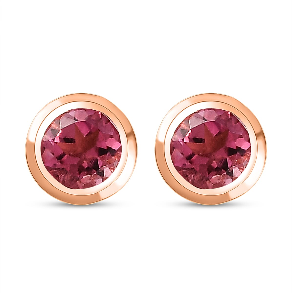 RACHEL GALLEY Pink Tourmaline Stud Earrings (with Push Back) in Vermeil Rose Gold Overlay Sterling Silver