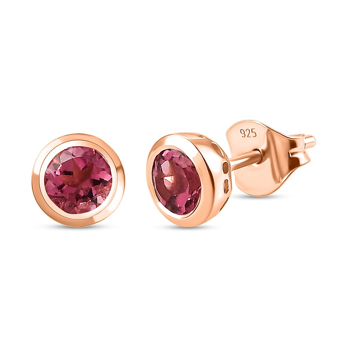 RACHEL GALLEY Pink Tourmaline Stud Earrings (with Push Back) in Vermeil Rose Gold Overlay Sterling Silver