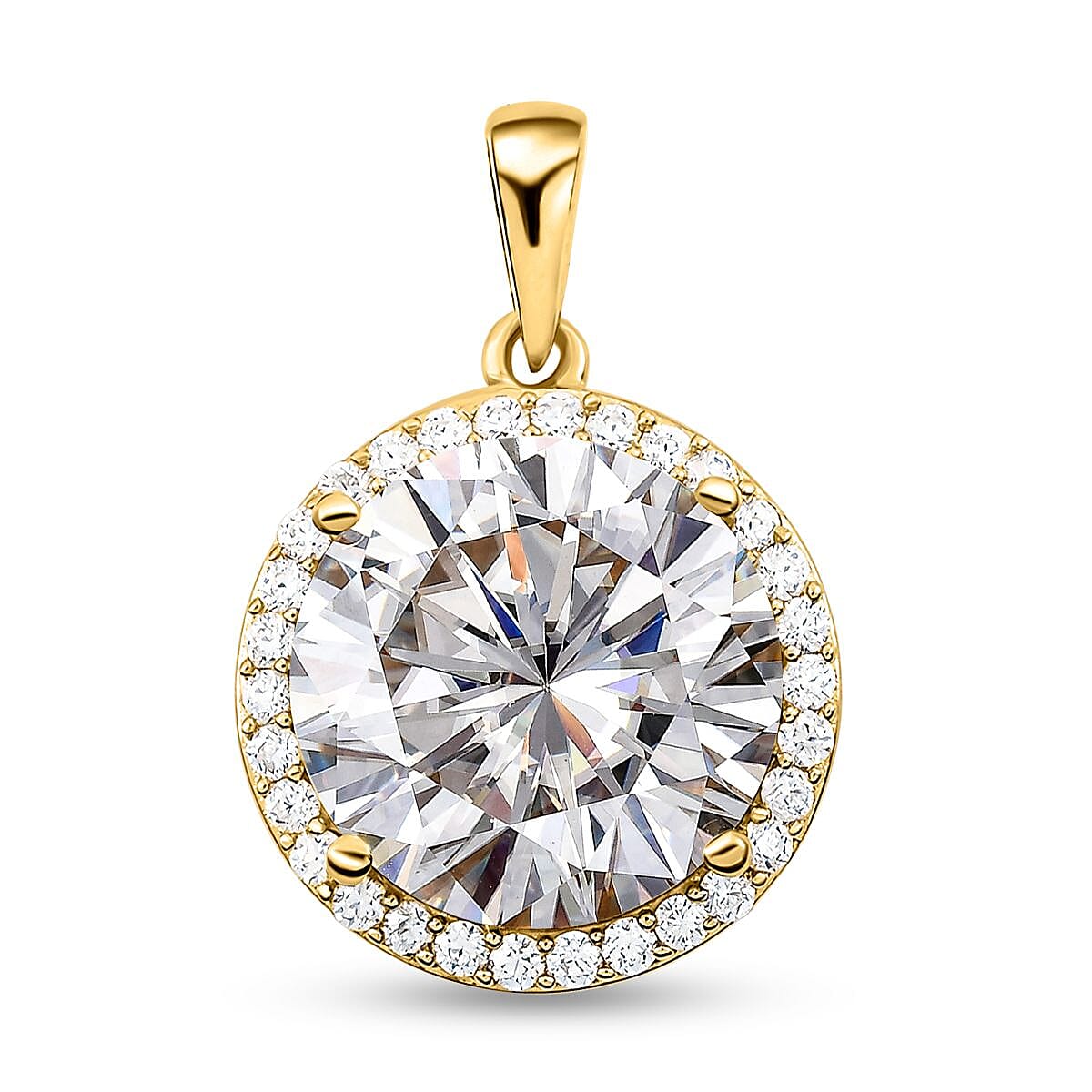 Moissanite Pendant in Vermeil Yellow Gold Overlay Sterling Silver 9.63 Ct.