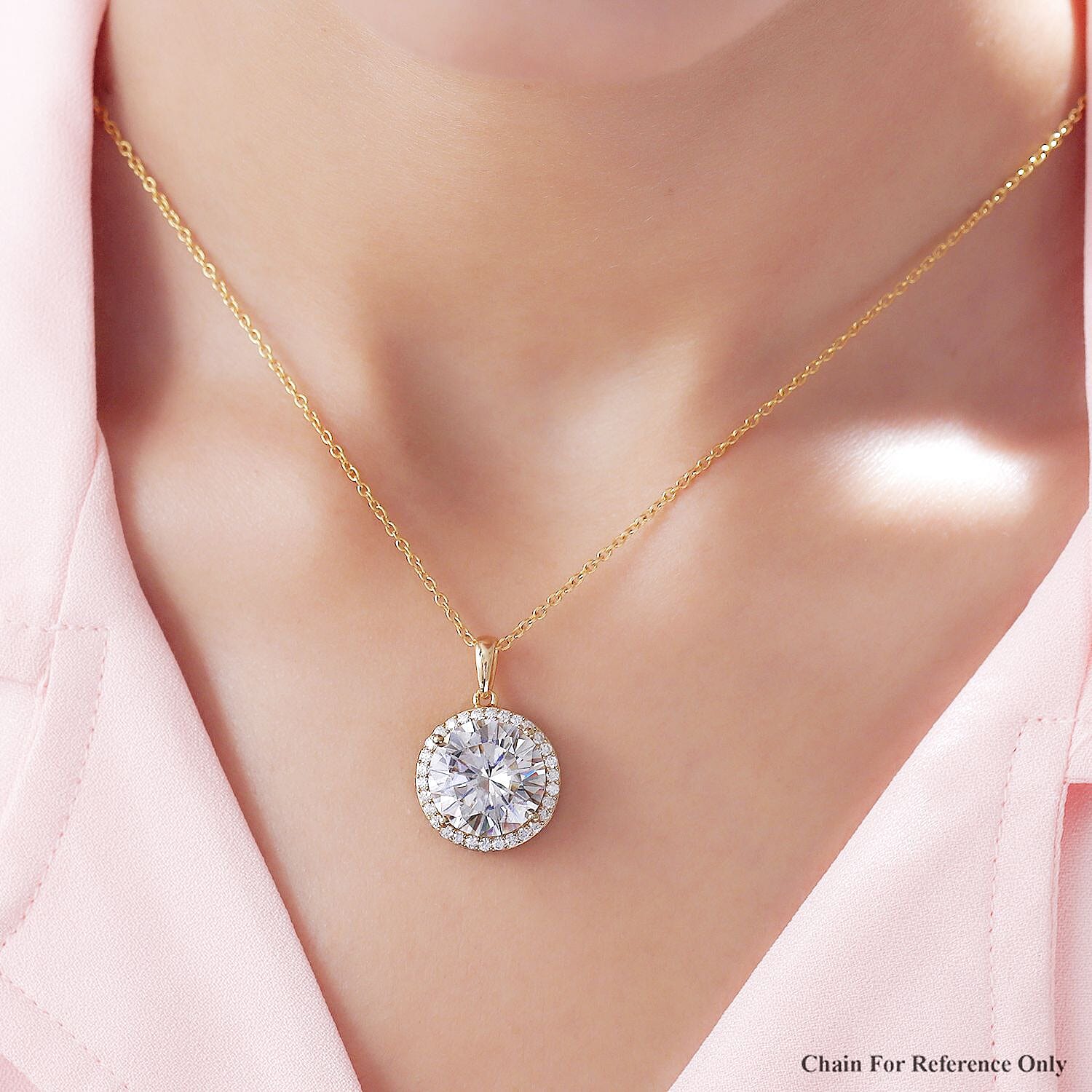 Moissanite Pendant in Vermeil Yellow Gold Overlay Sterling Silver 9.63 Ct.