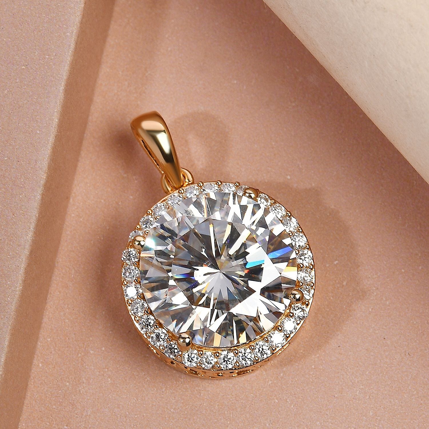 Moissanite Pendant in Vermeil Yellow Gold Overlay Sterling Silver 9.63 Ct.