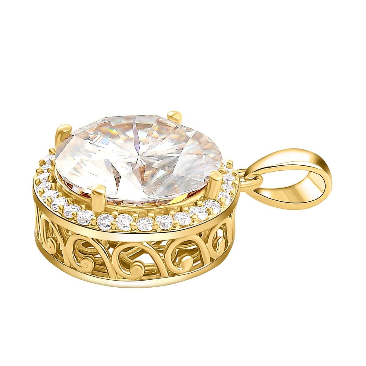 Moissanite Pendant in Vermeil Yellow Gold Overlay Sterling Silver 9.63 Ct.