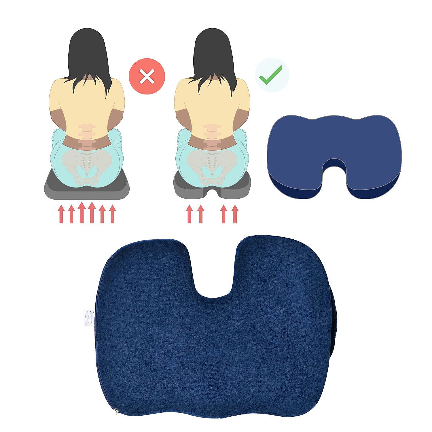 Tjc Polyester Solid Cushion Cover (Size 44x7 ) - Navy & Burgundy