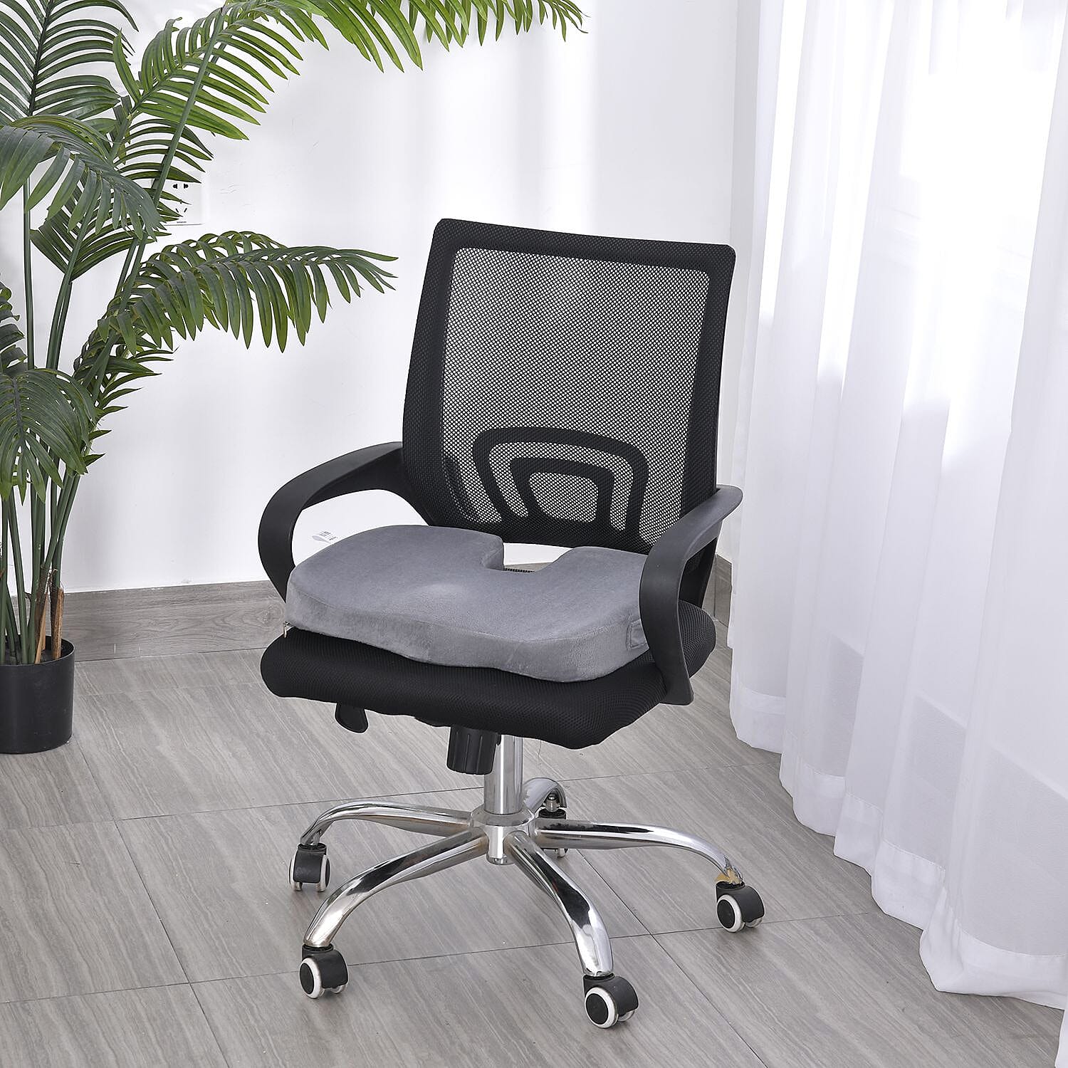 Memory Foam Seat Cushion (Size 44x35x7 cm) - Dark Grey