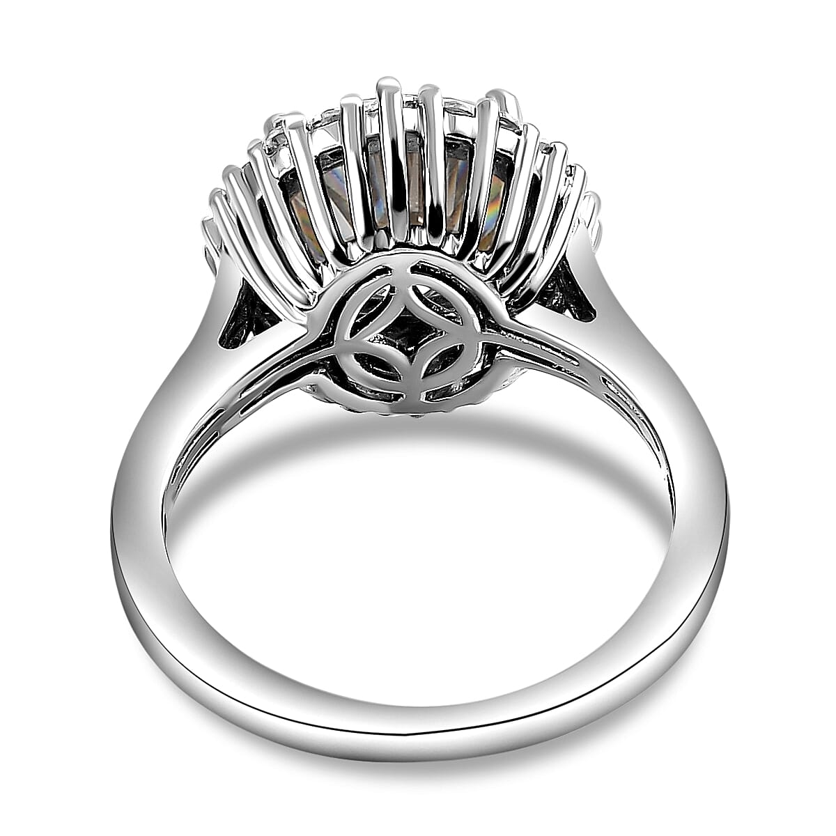 Moissanite Ring in Platinum Overlay Sterling Silver 3.65 Ct.