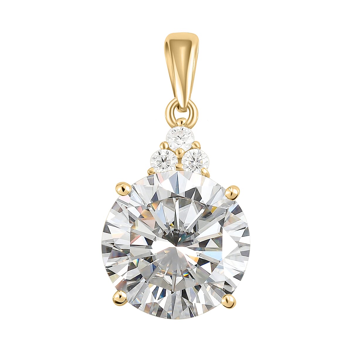 9K Yellow Gold Moissanite Pendant 8.13 Ct.