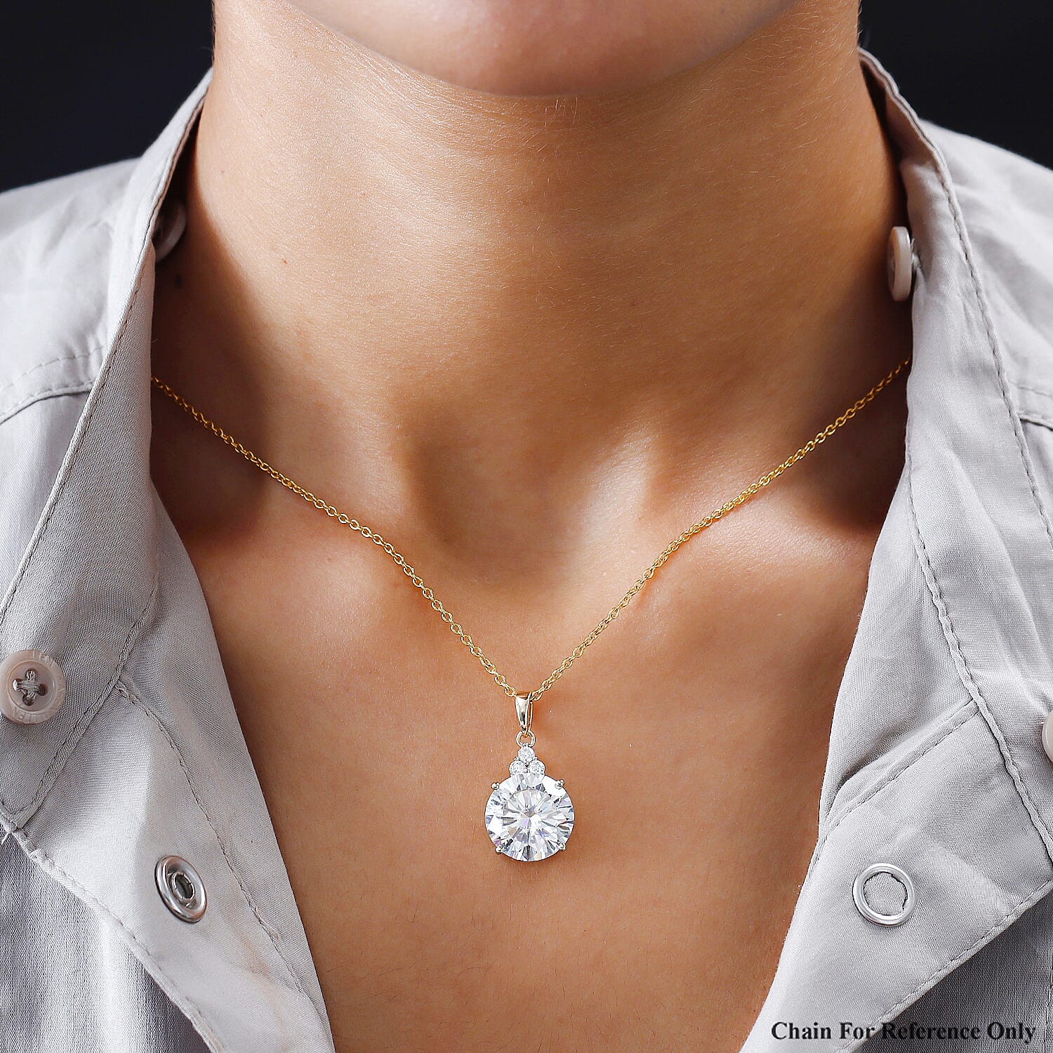 9K Yellow Gold Moissanite Pendant 8.13 Ct.