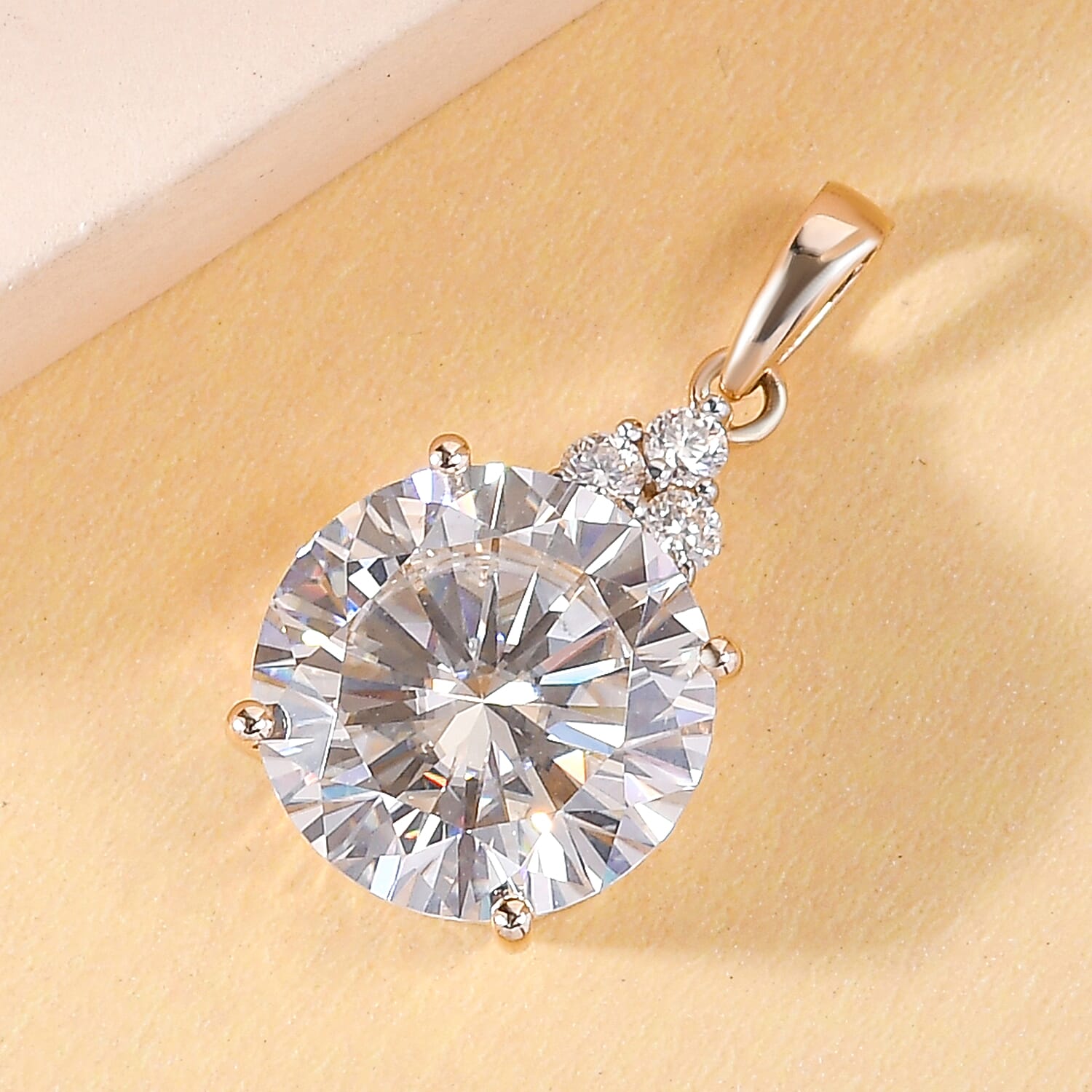9K Yellow Gold Moissanite Pendant 8.13 Ct.