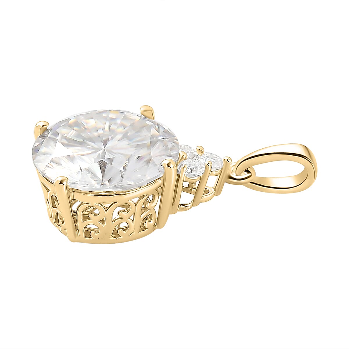 9K Yellow Gold Moissanite Pendant 8.13 Ct.