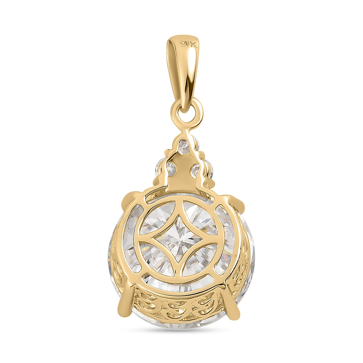 9K Yellow Gold Moissanite Pendant 8.13 Ct.