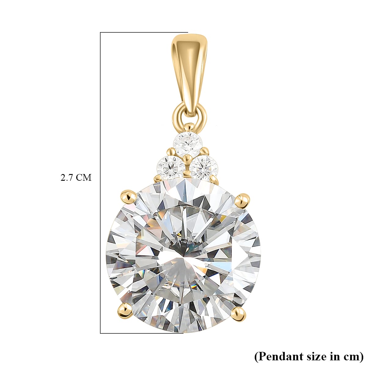 9K Yellow Gold Moissanite Pendant 8.13 Ct.