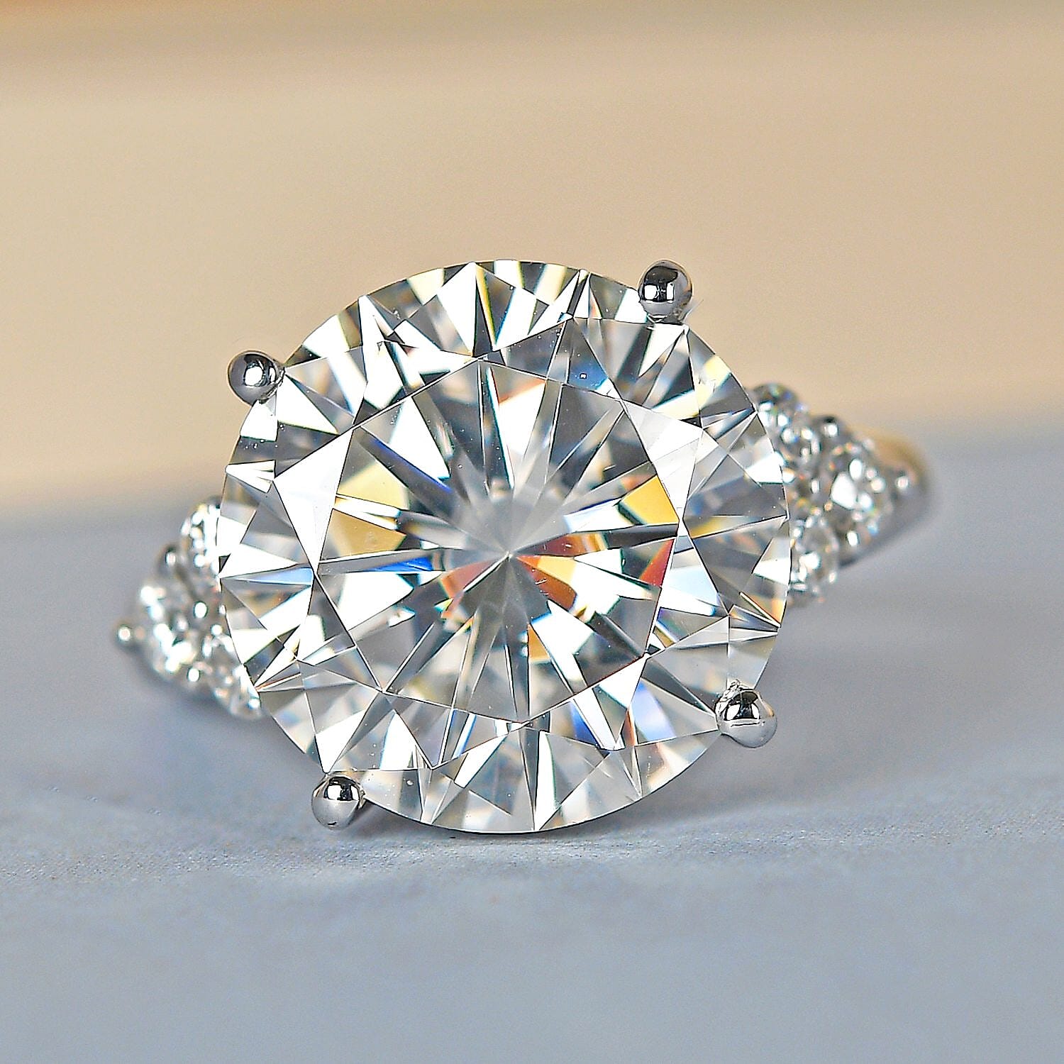 9K White Gold Moissanite Ring 7.73 Ct.