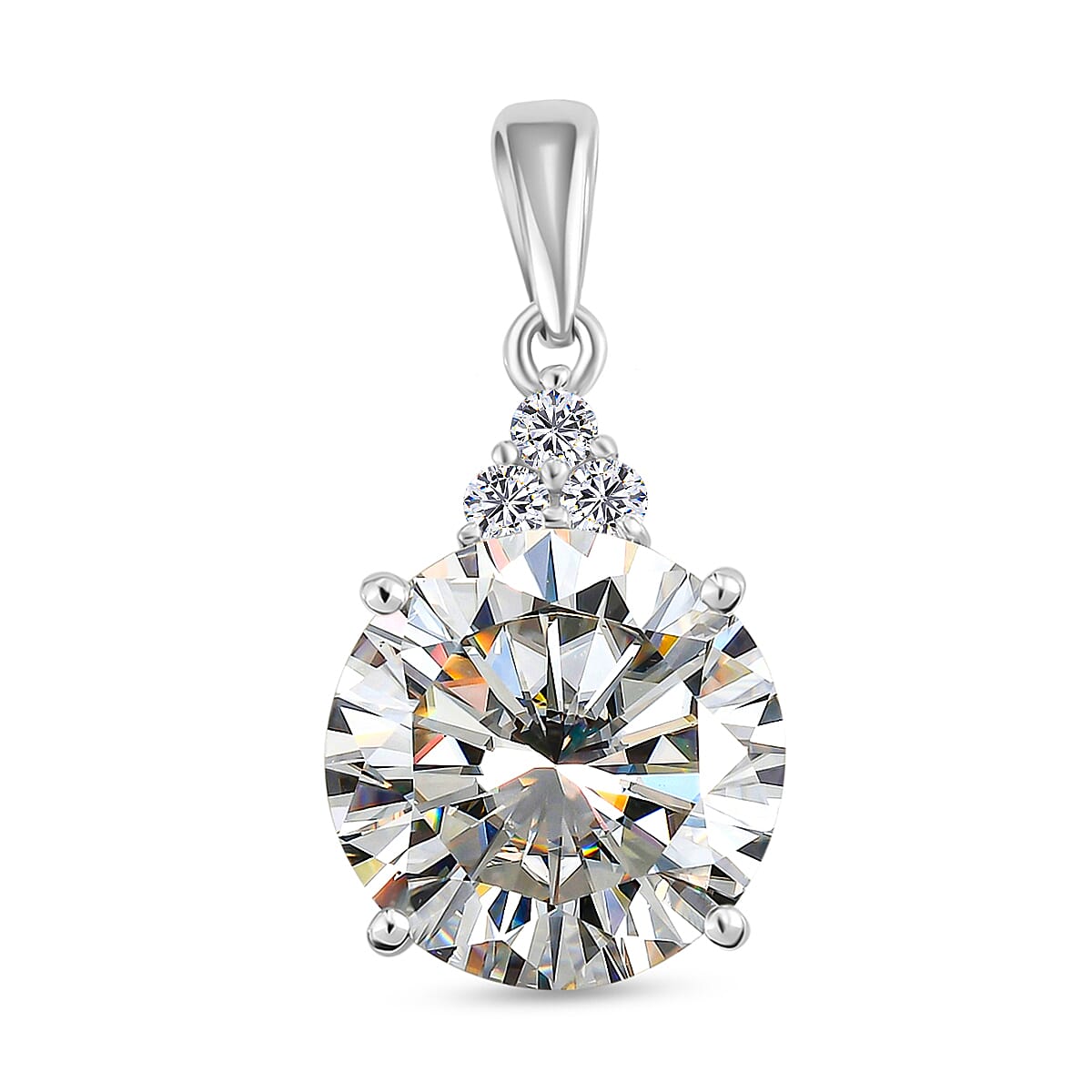 9K White Gold Moissanite Pendant 8.13 Ct.