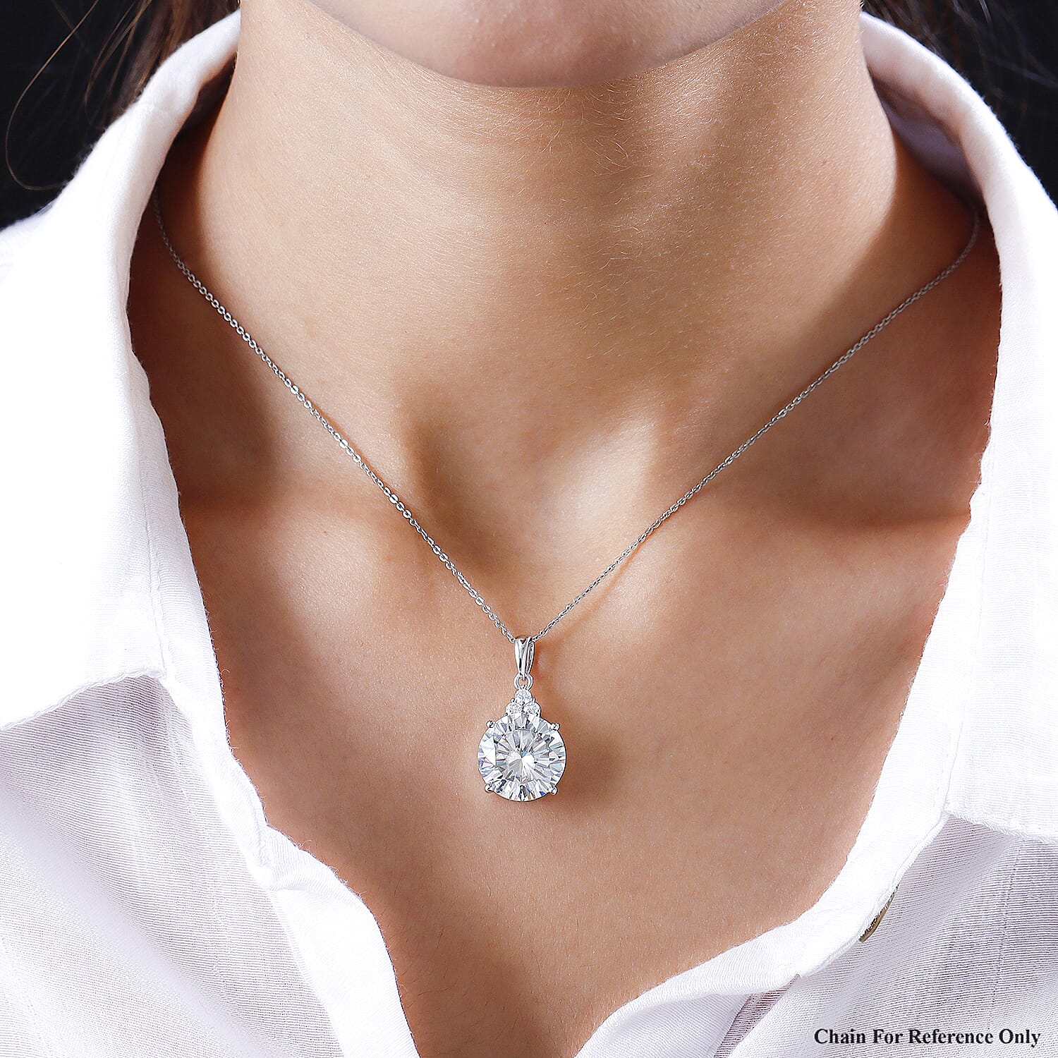 9K White Gold Moissanite Pendant 8.13 Ct.