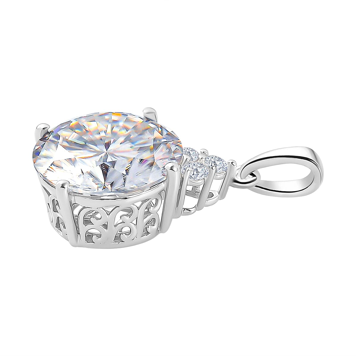 9K White Gold Moissanite Pendant 8.13 Ct.