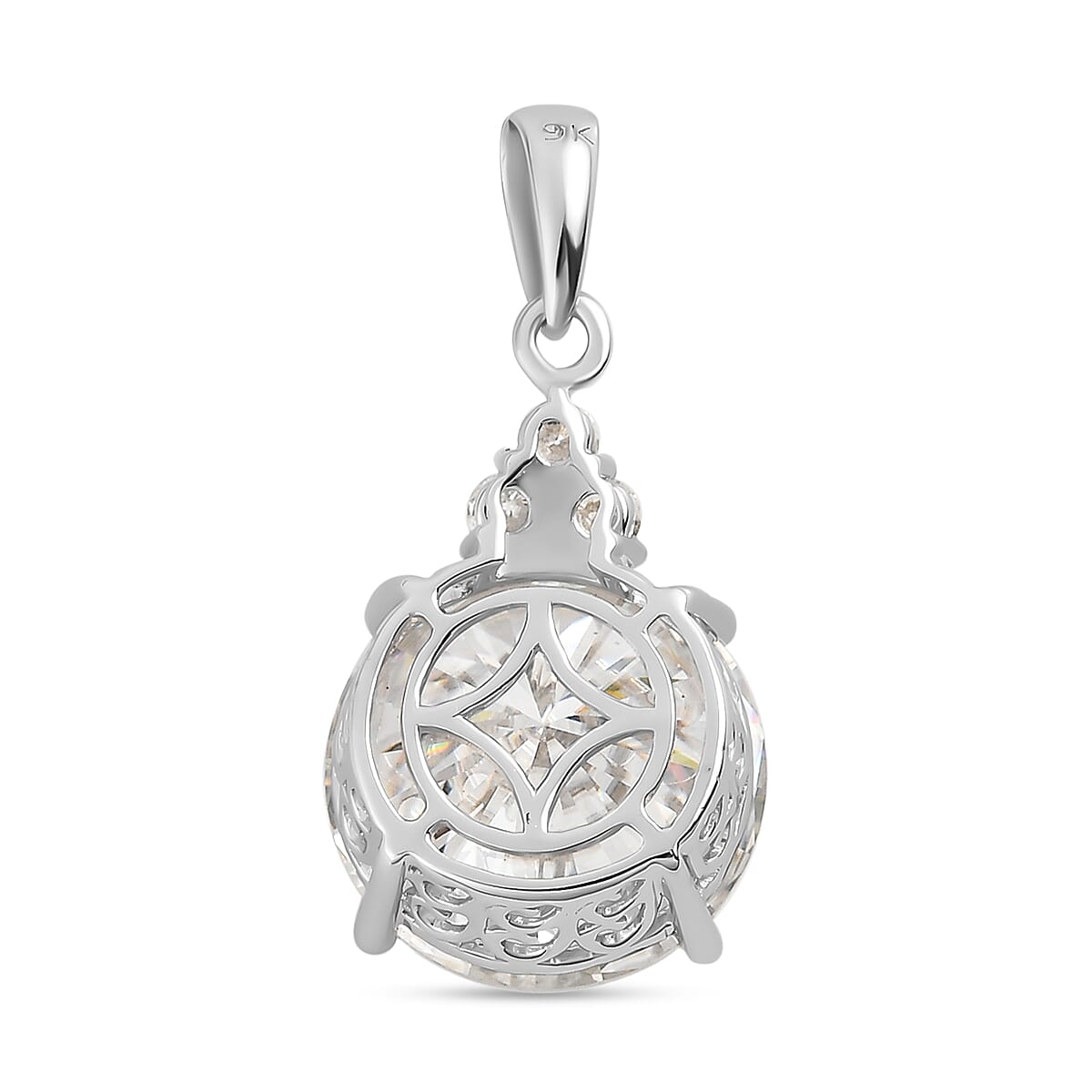 9K White Gold Moissanite Pendant 8.13 Ct.