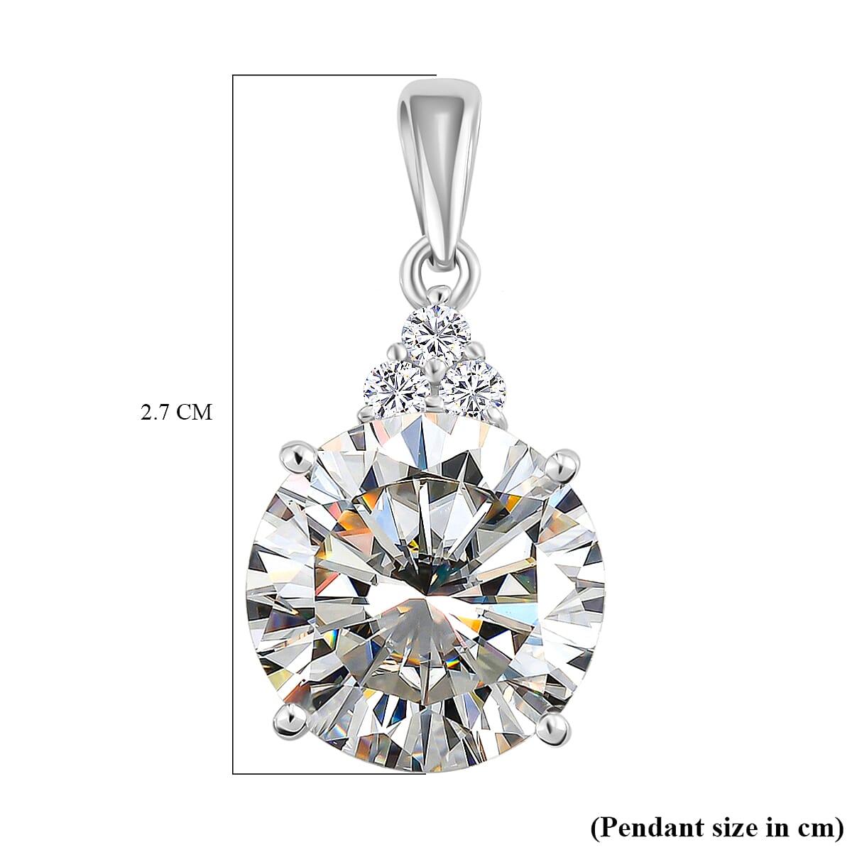 9K White Gold Moissanite Pendant 8.13 Ct.