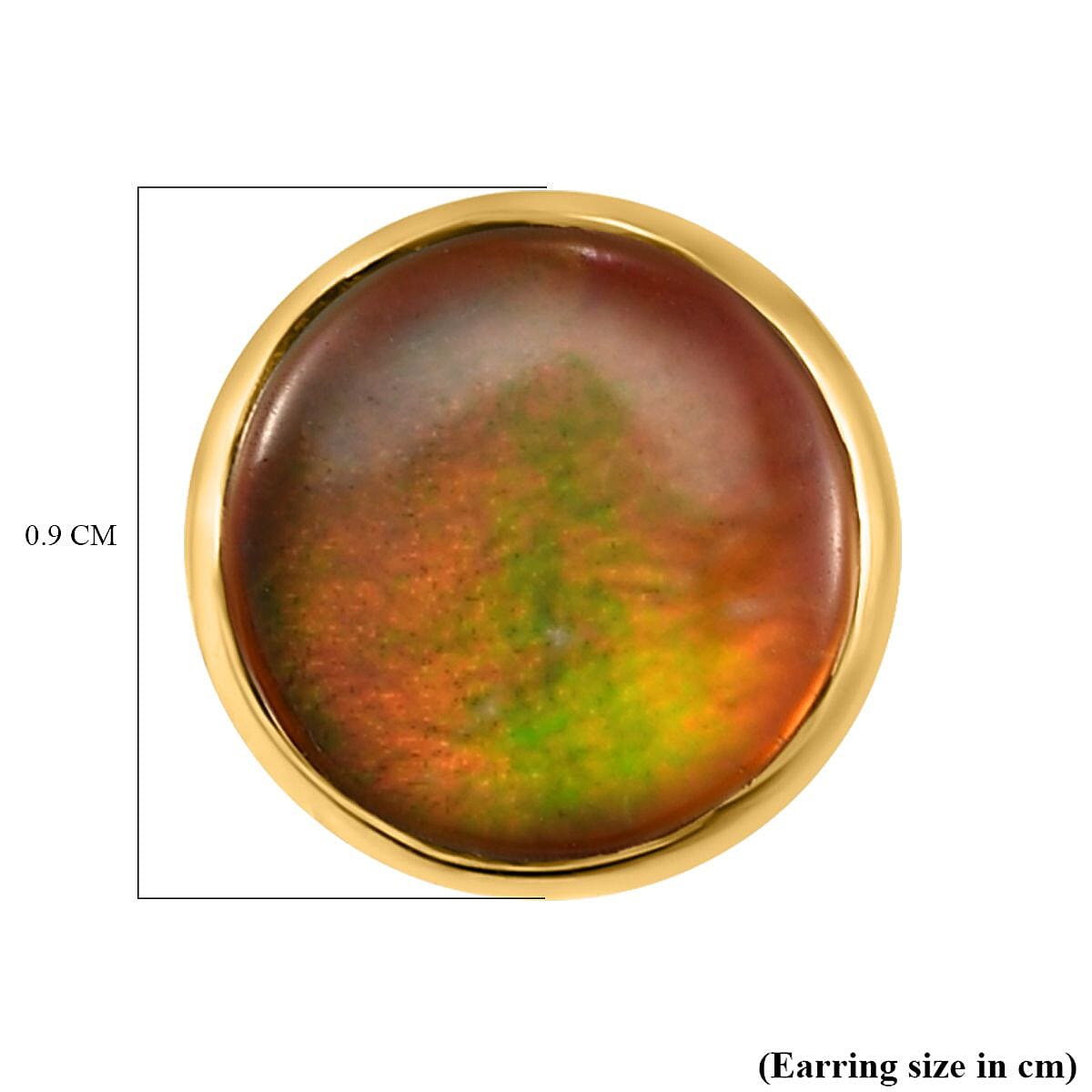 Ammolite Stud Earrings (with Push Back) in Vermeil Yellow Gold Plated Sterling Silver 3.00 Ct.