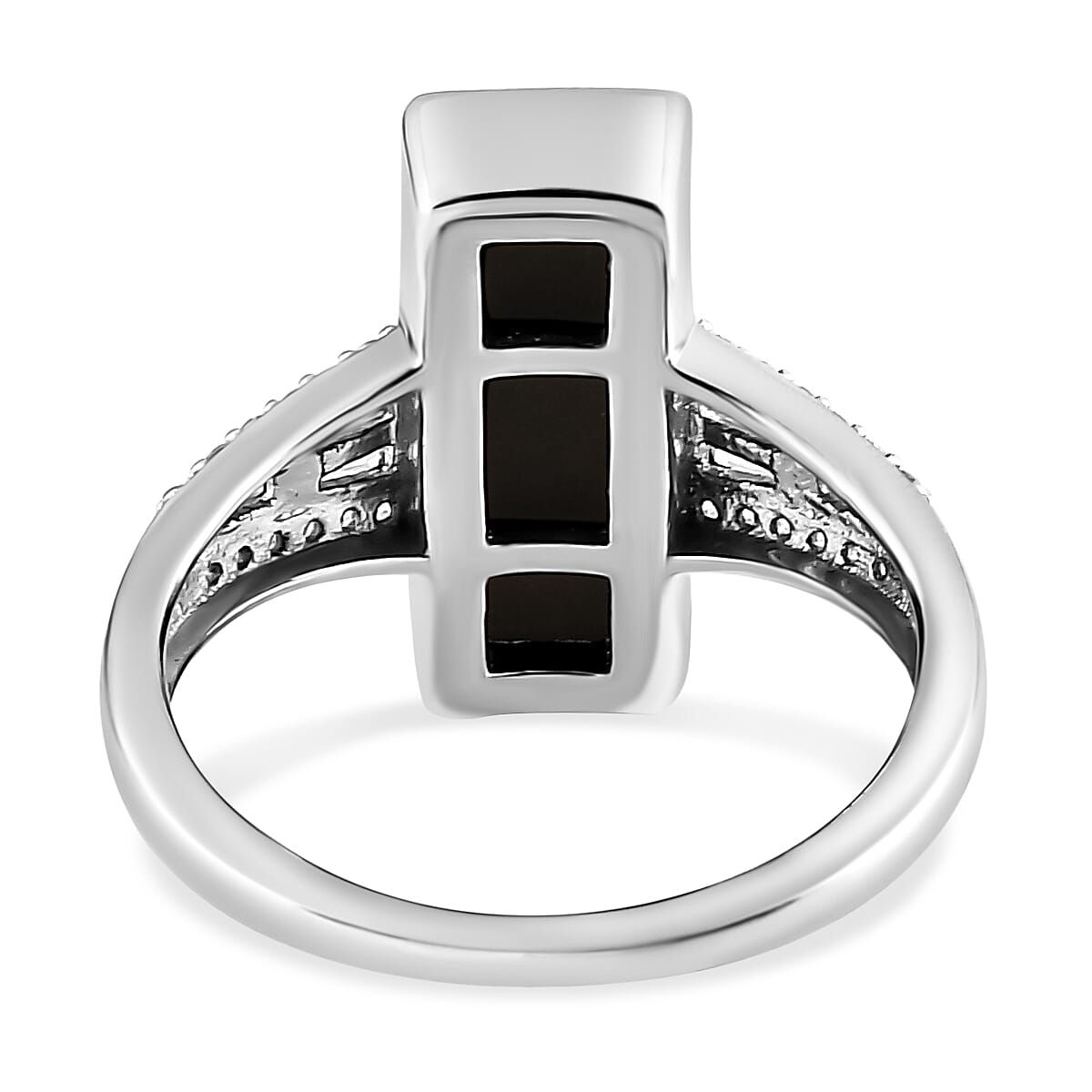 Ammolite and Natural Cambodia Zircon Ring in Platinum Overlay Sterling Silver 3.01 Ct.