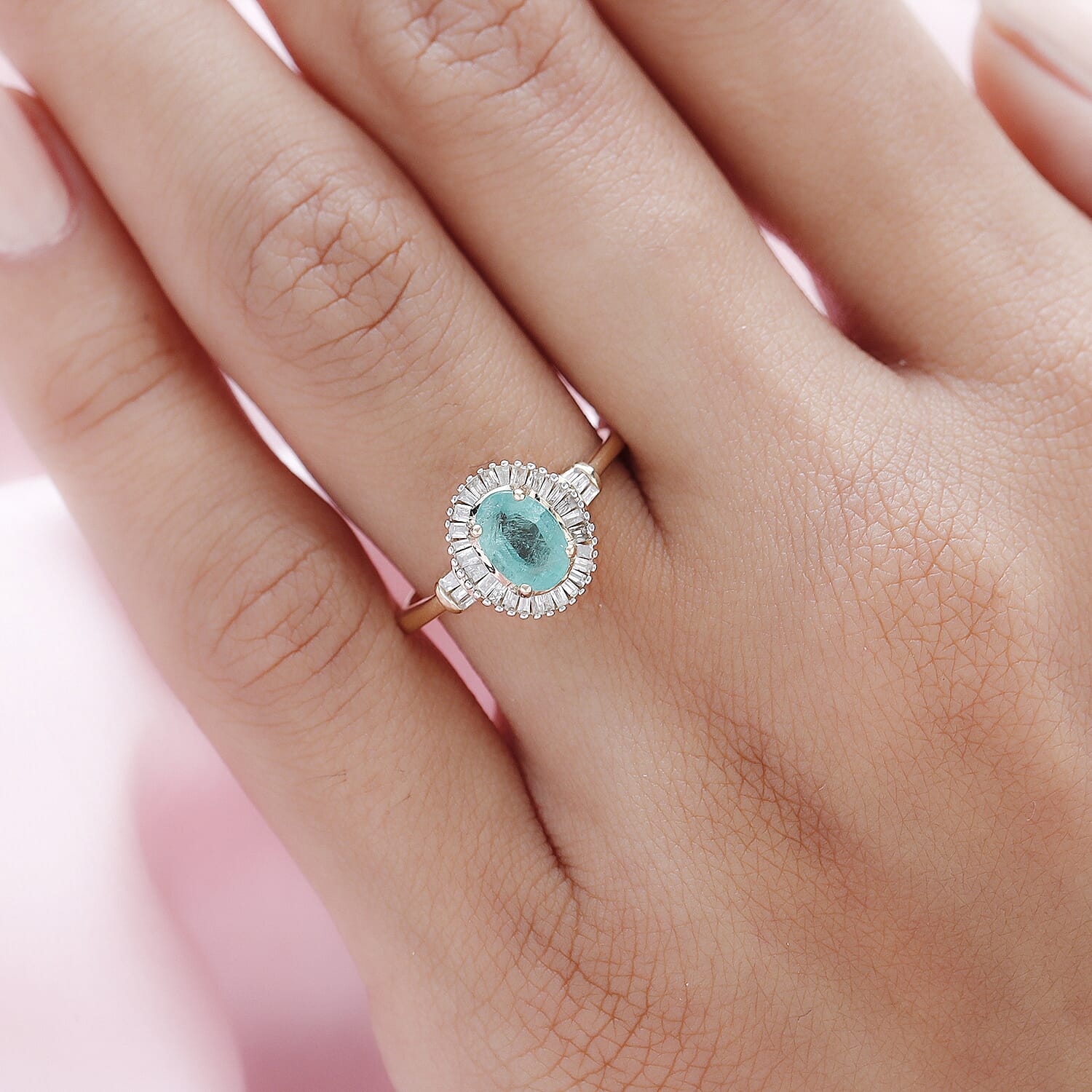 9K Yellow Gold Premium Ethiopian Emerald and Diamond Ring