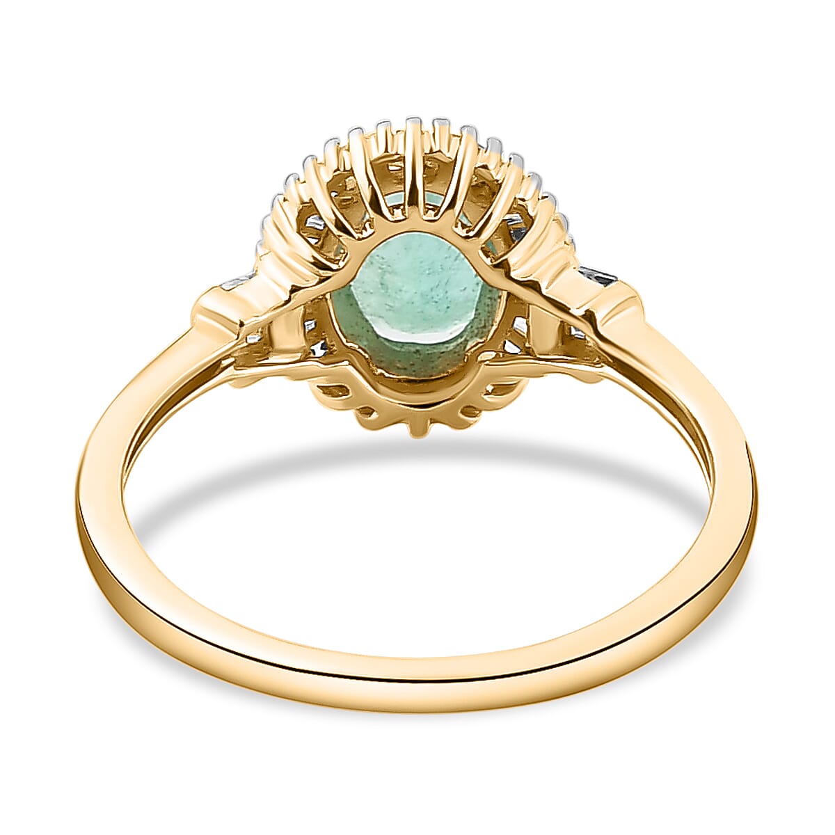 9K Yellow Gold Premium Ethiopian Emerald and Diamond Ring