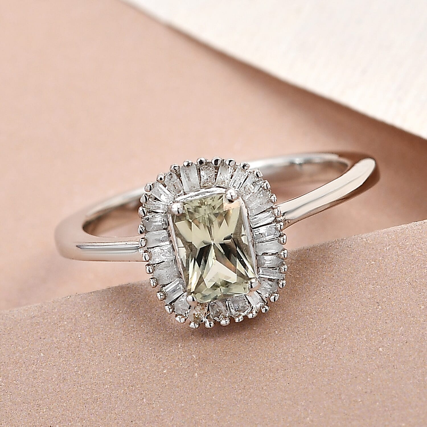 Turkizite and Diamond Ring in Platinum Overlay Sterling Silver