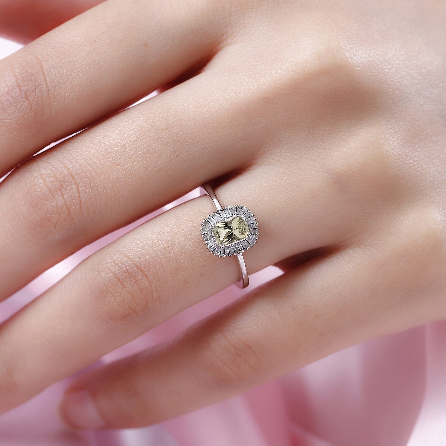 Turkizite and Diamond Ring in Platinum Overlay Sterling Silver