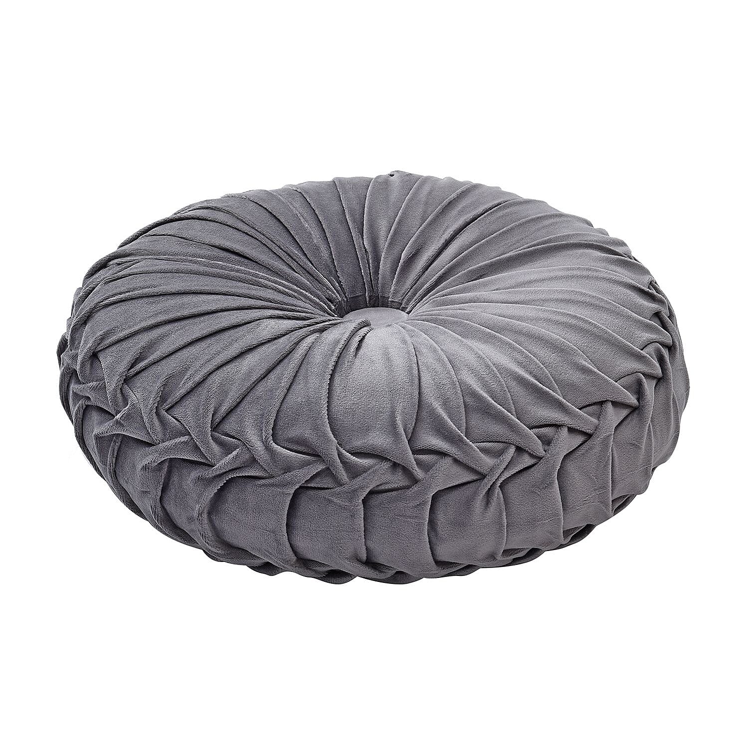 Luxury Range Round Velvet Cushion (Size 35x35x10 Cm) - Grey