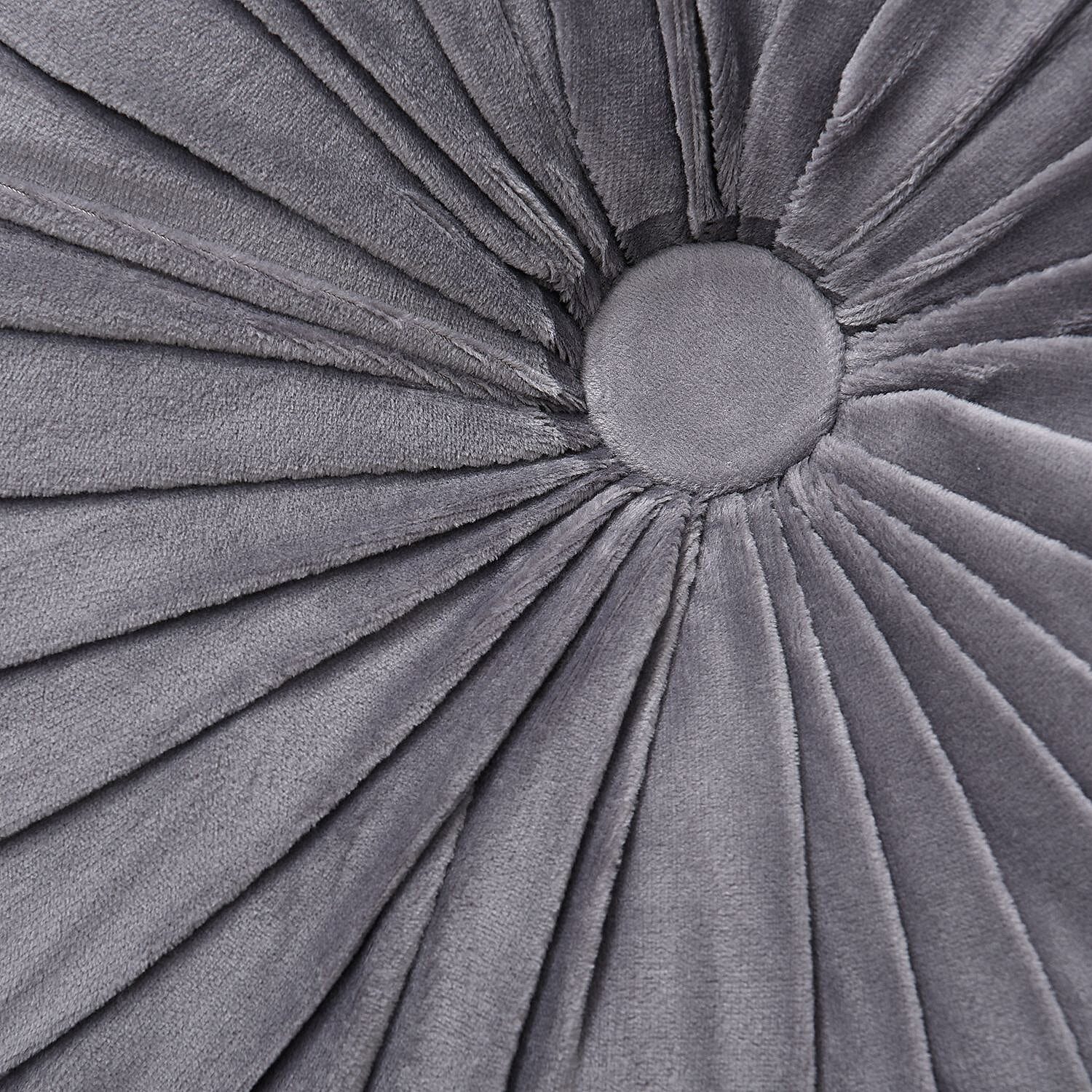 Luxury Range Round Velvet Cushion (Size 35x35x10 Cm) - Grey