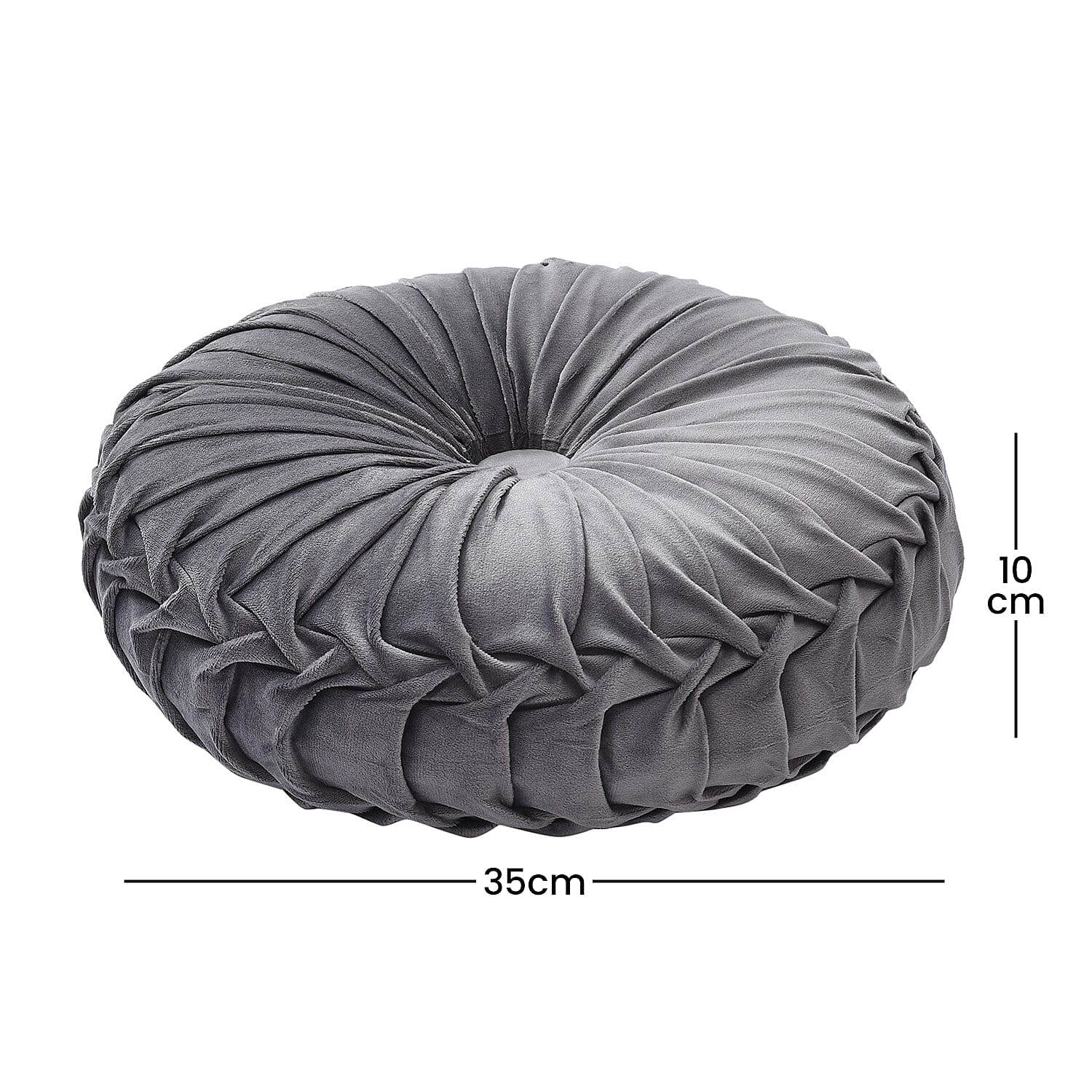 Luxury Range Round Velvet Cushion (Size 35x35x10 Cm) - Grey