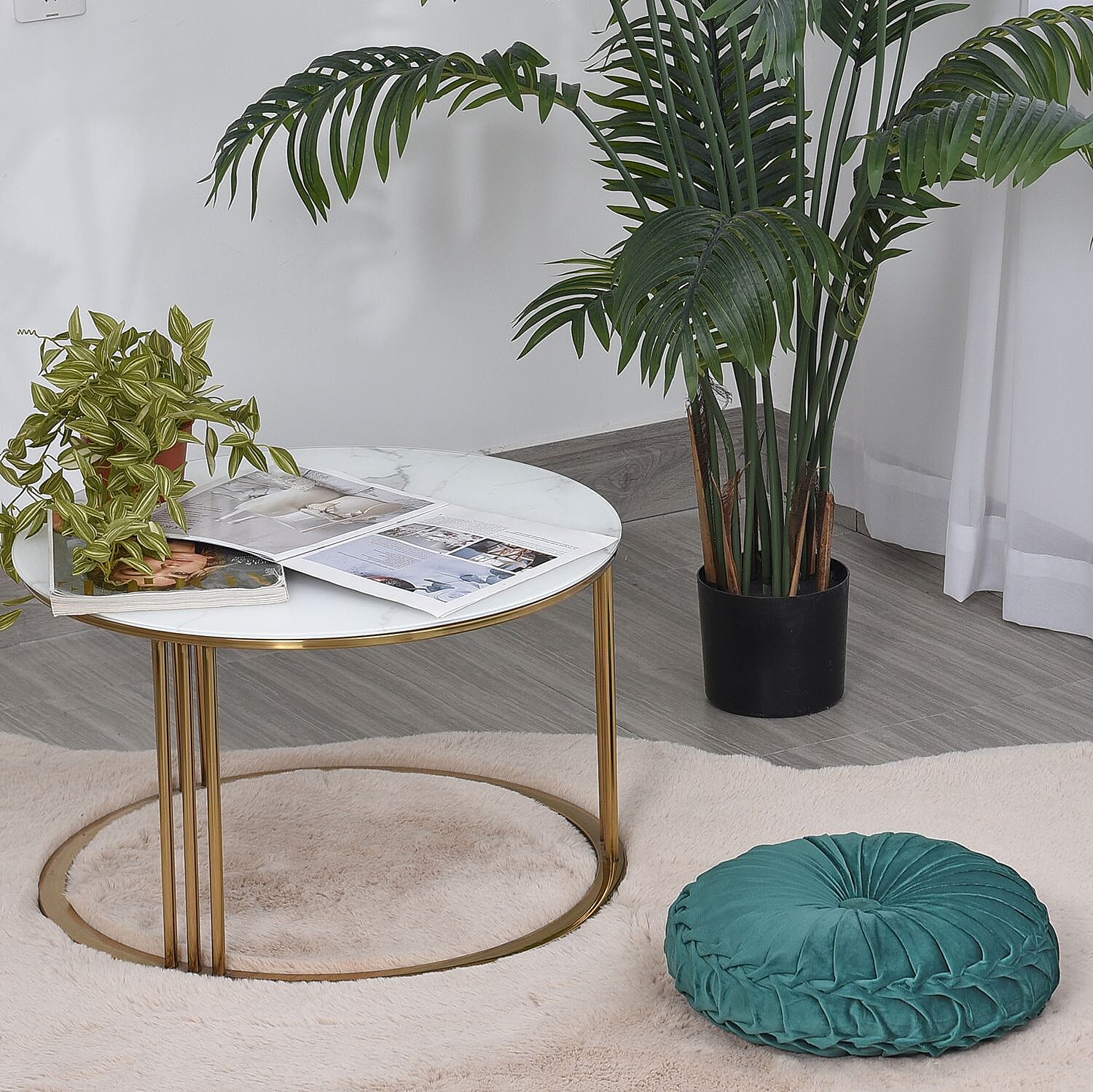 Luxury Round Cushion (Size 35x35x10 Cm) - Teal Green