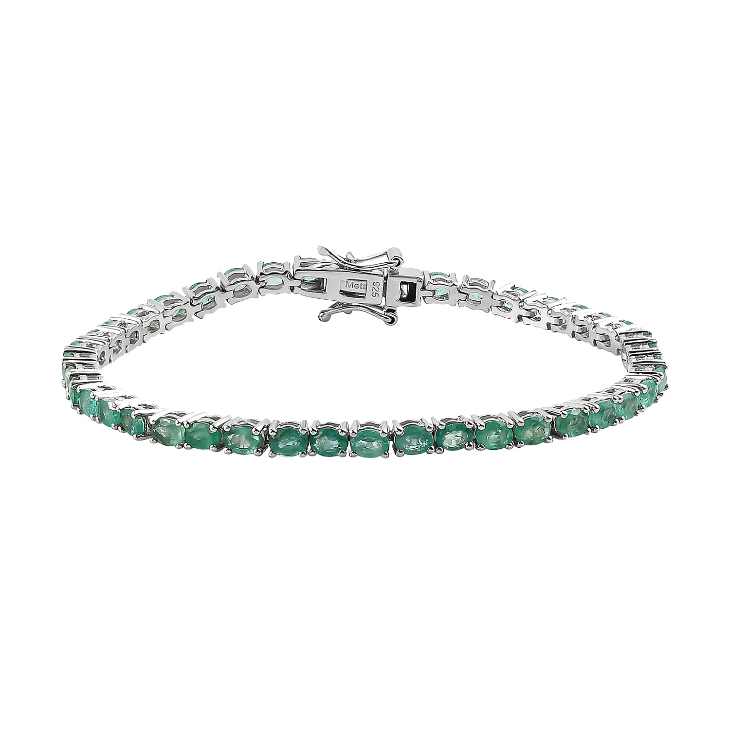 Monster Deal - Boyaca Colombian Emerald Bracelet (Size - 7) in Platinum Overlay Sterling Silver 6.56 Ct, Silver Wt. 9.10 Gms
