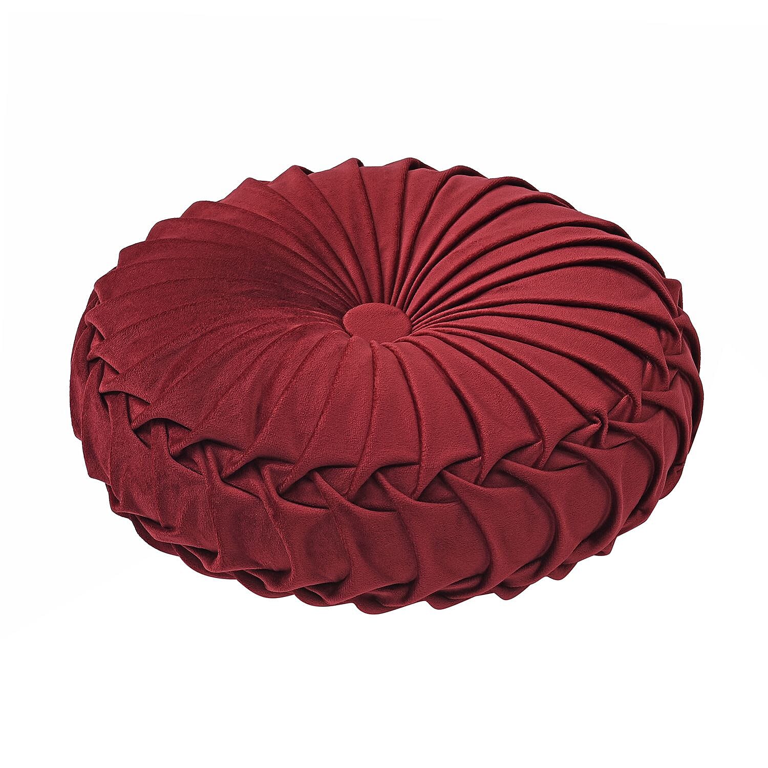 Luxury Range Round Velvet Cushion (Size 35x35x8 Cm) - Maroon