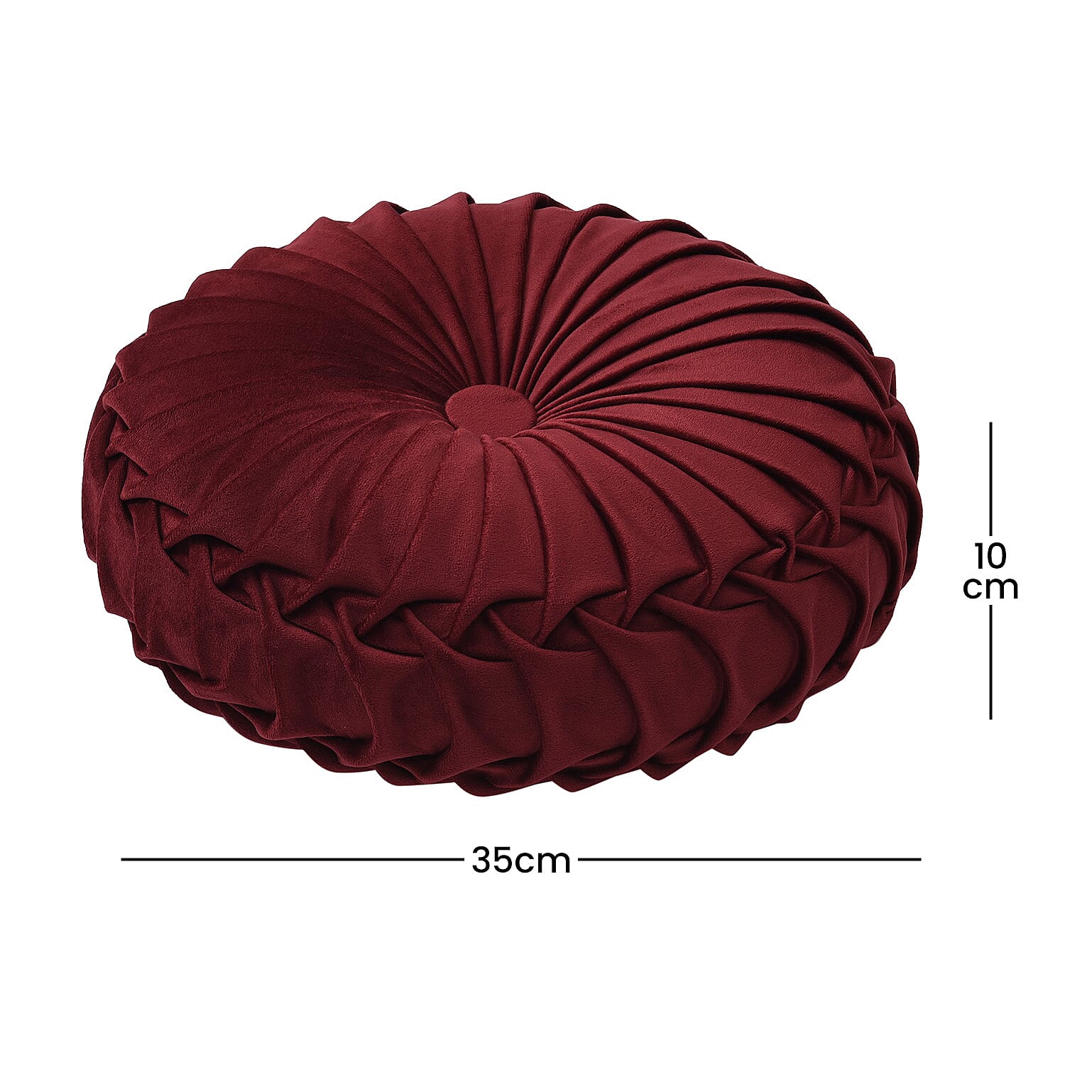 Luxury Range Round Velvet Cushion (Size 35x35x8 Cm) - Maroon